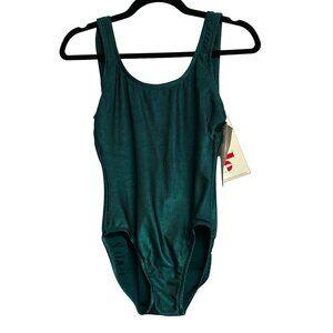 Vtg 90s Cole California Emerald Green Ribbed Swimsuit Size 14 Deadstock